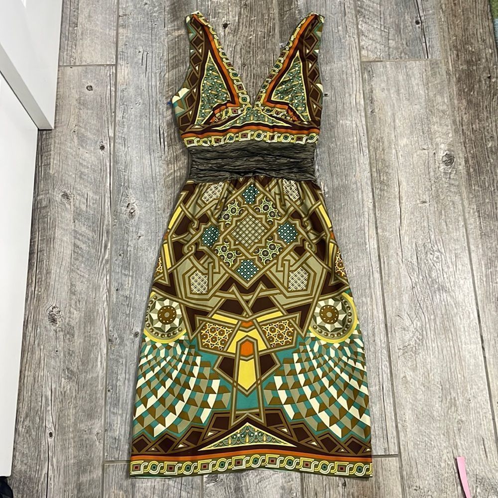 Nicole Miller 100% silk midi printed dress Size: 4